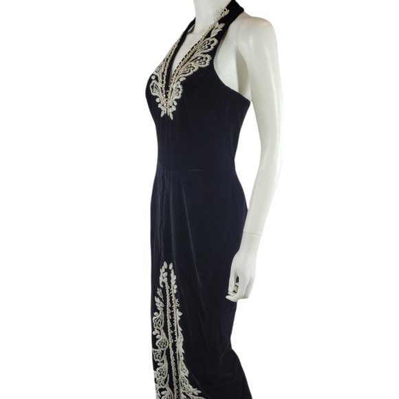 Escada Black Vintage Velvet Long Formal Dress - Picture 2 of 8